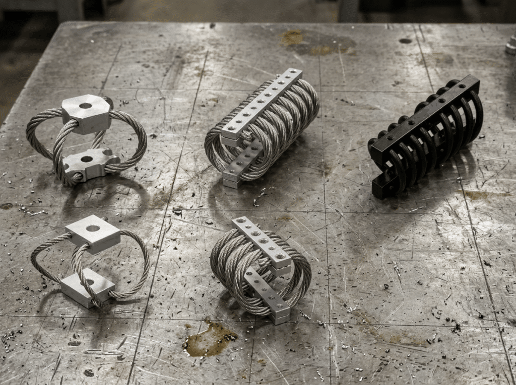 amortisseur a câbles - wire rope isolator - helical - half helical - FH - CB - polycal - Mp - coated - axycal Ax